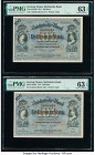German States Bank of Saxony 100 Mark 2.1.1911 Pick S952b Three Examples PMG Choice Uncirculated 63 EPQ (2); Uncirculated 62. Third party grading comp...