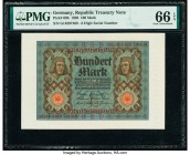 Germany Imperial Bank Note 100; 50,000 (2) Mark 1.11.1920; 19.11.1922 (2) Pick 69b; 79 (2) Three Examples PMG Gem Uncirculated 66 EPQ (2); Superb Gem ...