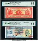 Honduras Banco Central de Honduras 1; 50 Lempira 1951; 1956 Pick 45b; 54s Issued / Specimen PMG Gem Uncirculated 66 EPQ; Choice Uncirculated 63. Red S...