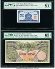 Indonesia Bank Indonesia 1000 Rupiah 1959 Pick 71b PMG Gem Uncirculated 65 EPQ; Japan Bank of Japan 100; 500 Yen ND (1953); ND (1969) Pick 90b; 95b Tw...