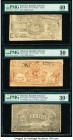 Indonesia Republic Regionals 25; 50; 100 Rupiah 1947 (2); 1948 Pick S147a; S148a; S195c Three Examples PMG Extremely Fine 40; Very Fine 30; Very Fine ...