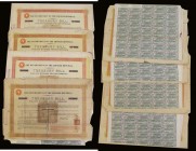 China, 1918, 8% Treasury "Marconi" Bill, bonds for &pound;100 (4), red & yellow, with coupons, on usual poor quality paper with some tears, overall Ne...