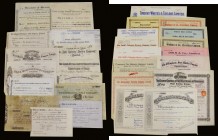 GB - A Yorkshire-themed collection (33) includes pre-1900 (15) Leeds, Wakefield, Pontefract and Grimsby Railway Junction Scrip certificate 1845 for Te...