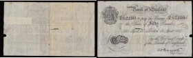 Fifty pounds Peppiatt white B244 dated 15th April 1935 series 53/N 62280 VG many folds and some holes, taped in one place on the reverse

Estimate: ...