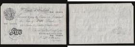 Five Pounds Beale white note B270 dated October 3rd 1949, series O58 035872, (Pick344), EF with some faint brown discolouration and a small section of...