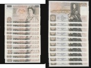 Fifty pounds Somerset B352 issued 1981 (10 consecutives) series B10 323150 through to B10 323159, Christopher Wren on reverse, Pick381a, about UNC-UNC...