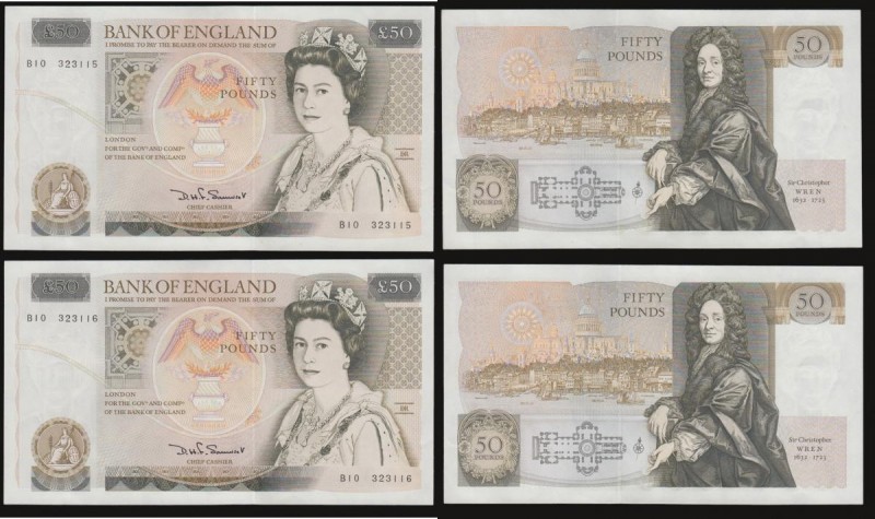 Fifty pounds Somerset B352 issued 1981 (2 consecutives) series B10 323115 and 11...