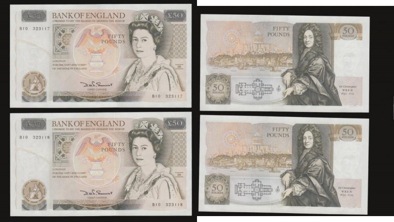 Fifty pounds Somerset B352 issued 1981 (2 consecutives) series B10 323117 and 11...