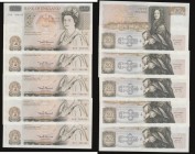 Fifty pounds Somerset B352 issued 1981 (5 consecutives) series B10 323125 through to B10 323129, Christopher Wren on reverse, Pick381a, about UNC-UNC...