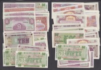 British Armed Forces match number sets (3) with a ten note set all ending in serial number 999993 containing 10 New Pence (4), 50 New Pence (1), One P...