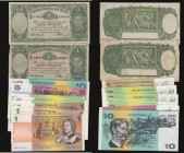 Australia One Pound George VI 1949 Pick 26c (2) one Fine the other VF, then in high grades Unc or near so Dollars (3) 1969 Pick 37c, 1976 Pick 42b, 19...