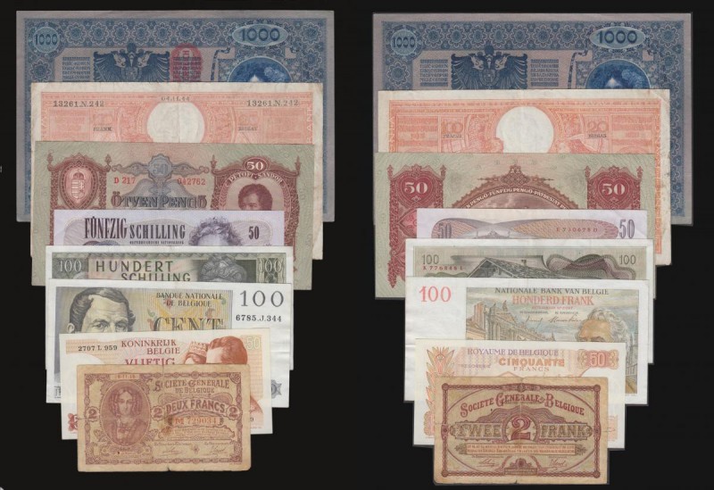 Austria 1,000 Francs 2.1.1902 EF, 50 Schilling 2.1.1970 and 100 Schilling 2.1.19...