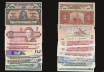 Canada (12) Dominion Bank $5 3rd Jan 1938 PS1036 VG, Bank of Canada $2 2nd Jan 1937 about Fine, Dollar 1961-72 P74 AU, Dollar 1973 P85 (3) consecutive...