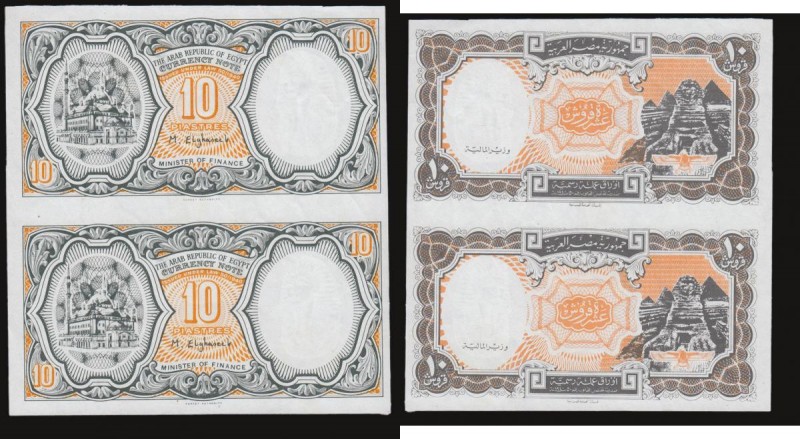 Egypt 10 Piastres ND(1940) Pick 187 an uncut sheet of two and without signature,...