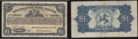 Isle of Man Westminster Bank Limited &pound;1 dated 14th November 1951 serial No.191796, Pick 23d, pressed, Fine penned number 44 front bottom

Esti...