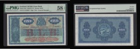 Scotland British Linen Bank &pound;5 1944-1959 issue, Edinburgh dated 2nd July 1959, X11 032897 Pick 161b in a PMG holder and graded Choice AU 58 Exce...