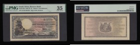 South Africa Reserve Bank One Pound - Een Pond dated 25 November 1947 A185 025188, signature M.H. de Kock Pick 84f, in a PMG holder and graded Choice ...