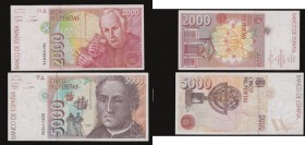 Spain (2) 5000 Pesetas 12.10.1992 AU and 2000 Pesetas 24.4.1992 VF

Estimate: GBP 25 - 35