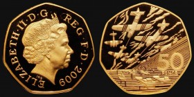 Fifty Pence 2009 50th Anniversary of D-Day Gold Proof Piedfort S.H23 FDC in an LCGS holder and graded LCGS 98. This reverse type originally issued on ...
