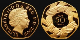 Fifty Pence 2009 Britain joins the EEC Gold Proof Piedfort S.H21 FDC or very near so with a few small flecks of toning, in an LCGS holder and graded L...