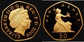 Fifty Pence 2009 Britannia 'New Pence' Reverse Gold Proof Piedfort S.H20 FDC in an LCGS holder and graded LCGS 98. This reverse type originally issued...