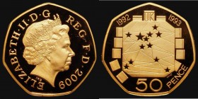Fifty Pence 2009 EU Presidency Gold Proof Piedfort S.H22 FDC in an LCGS holder and graded LCGS 98. This reverse type originally issued on the 1992/3 c...