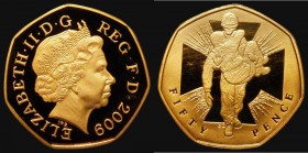 Fifty Pence 2009 Victoria Cross - The Heroic Acts Gold Proof Piedfort S.H16 FDC or very near so with the odd small flecks of red tone, in an LCGS hold...