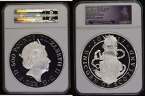 Five Hundred Pounds 2017 Queen's Beasts - The Unicorn of Scotland One Kilo of Silver, S.QCE2 in a large NGC holder and graded PF69 Ultra Cameo, only 2...