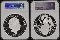 Five Hundred Pounds 2018 Queen's Beasts - The Dragon of Wales One Kilo of Silver, S.QCE3 in a large NGC holder and graded PF70 Ultra Cameo, only 200 m...