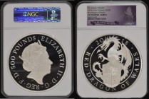 Five Hundred Pounds 2018 Queen's Beasts - The Dragon of Wales One Kilo of Silver, S.QCE3 in a large NGC holder and graded PF70 Ultra Cameo, the holder...