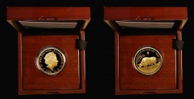 One Hundred Pounds 2021 Sheng Xiao Collection - Chinese Lunar Year of the Ox One Ounce Gold Proof, Reverse: An Ox grazing, design by Harry Brockway, a...