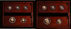 United Kingdom 2021 Gold Proof 5-coin Sovereign Collection comprising Gold Five Pounds, Two Pounds, Sovereign, Half Sovereign and Quarter Sovereign Pr...