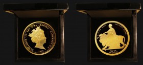 Alderney Fifty Pounds 2019 200th Anniversary of the Birth of Queen Victoria, Reverse: Una and the Lion .999 Gold Proof by Hatton's of London, and weig...