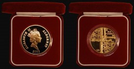 Alderney Five Pounds 2002 Queen Elizabeth II Golden Jubilee Gold Proof Piedfort, design as KM#24 unlisted as a Gold Piedfort by Krause, 80.21 grammes ...
