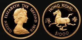 Hong Kong $1000 Gold 1978 Year of the Horse KM#44 Proof FDC/nFDC the reverse with some hairlines, uncased in capsule with certificate

Estimate: GBP...