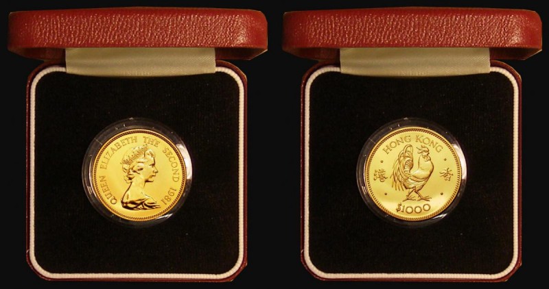 Hong Kong $1000 Gold 1981 Year of the Cockerel KM#48 Lustrous UNC in the red Roy...