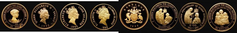 World in Gold (4) Tuvalu $100 Gold 1993 Coronation of Queen Elizabeth II 40th An...