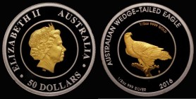 Australia Fifty Dollars 2016 Wedge-Tailed Eagle Bimetallic One Half Ounce of .999 Gold within an outer ring of One Half Ounce .999 Silver, an eye catc...
