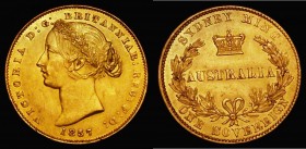 Australia Sovereign 1857 Sydney Branch Mint Marsh 362 EF with subdued brilliance and some hairline scratches on the reverse and very scarce in this hi...