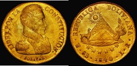Bolivia 8 Scudos 1840 PTS LR KM#99 EF and lustrous the obverse with some light haymarking, struck very slightly off-centre with the rim narrower at th...