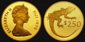 Fiji $250 Gold 1978 Wildlife Conservation Series - Iguana KM#43 Gold Proof the odd minor hairline and tiny contact marks barely detract, retaining ful...