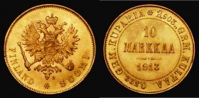 Finland 10 Markka Gold 1913S KM#8.2 A/UNC and lustrous, a most pleasing example of this short series

Estimate: GBP 300 - 400