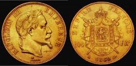 France 100 Francs Gold 1869A Paris Mint KM#802.1 GVF with some contact marks

Estimate: GBP 1400 - 1800