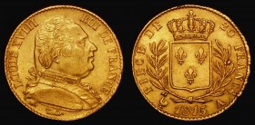 France 20 Francs Gold 1815A Paris Mint KM#706.1 NEF with some light adjustment lines

Estimate: GBP 320 - 380