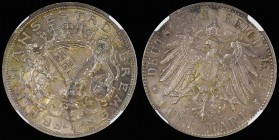 German States - Bremen 5 Marks 1906J KM#251 a scarce one-year type with a low mintage of just 40,846 pieces in an NGC holder and graded MS64

Estima...