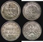 Germany - Weimar Republic (2) 5 Reichsmarks 1932G KM#56 GVF and scarce with all four of the digits of the date being double struck. 3 Reichsmarks 1924...
