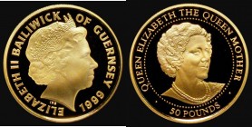 Guernsey &pound;50 Gold Half Ounce 1999 The Life of the Queen Mother, KM#136 .999 Gold Proof, the odd tiny fleck of toning, otherwise FDC uncased in c...