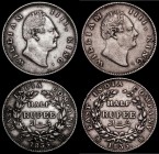 India Half Rupees (2) 1835 Calcutta Mint, RS incuse on truncation KM#449.4 NVF, 1835 Calcutta Mint, F incuse on truncation KM#449.3 Good Fine

Estim...