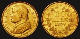 Italian States - Papal States 20 Lire Gold 1869 XXIV - R KM#1382.4 VF/NEF

Estimate: GBP 400 - 500