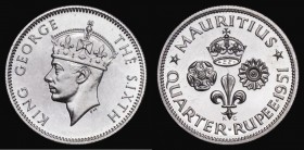Mauritius Quarter Rupee 1951 VIP Proof/Proof of Record KM#27 nFDC retaining practically full mint brilliance and the merest hint of toning. These were...